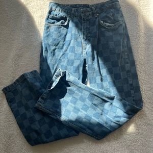 RAGGED checkered denim baggy Jean